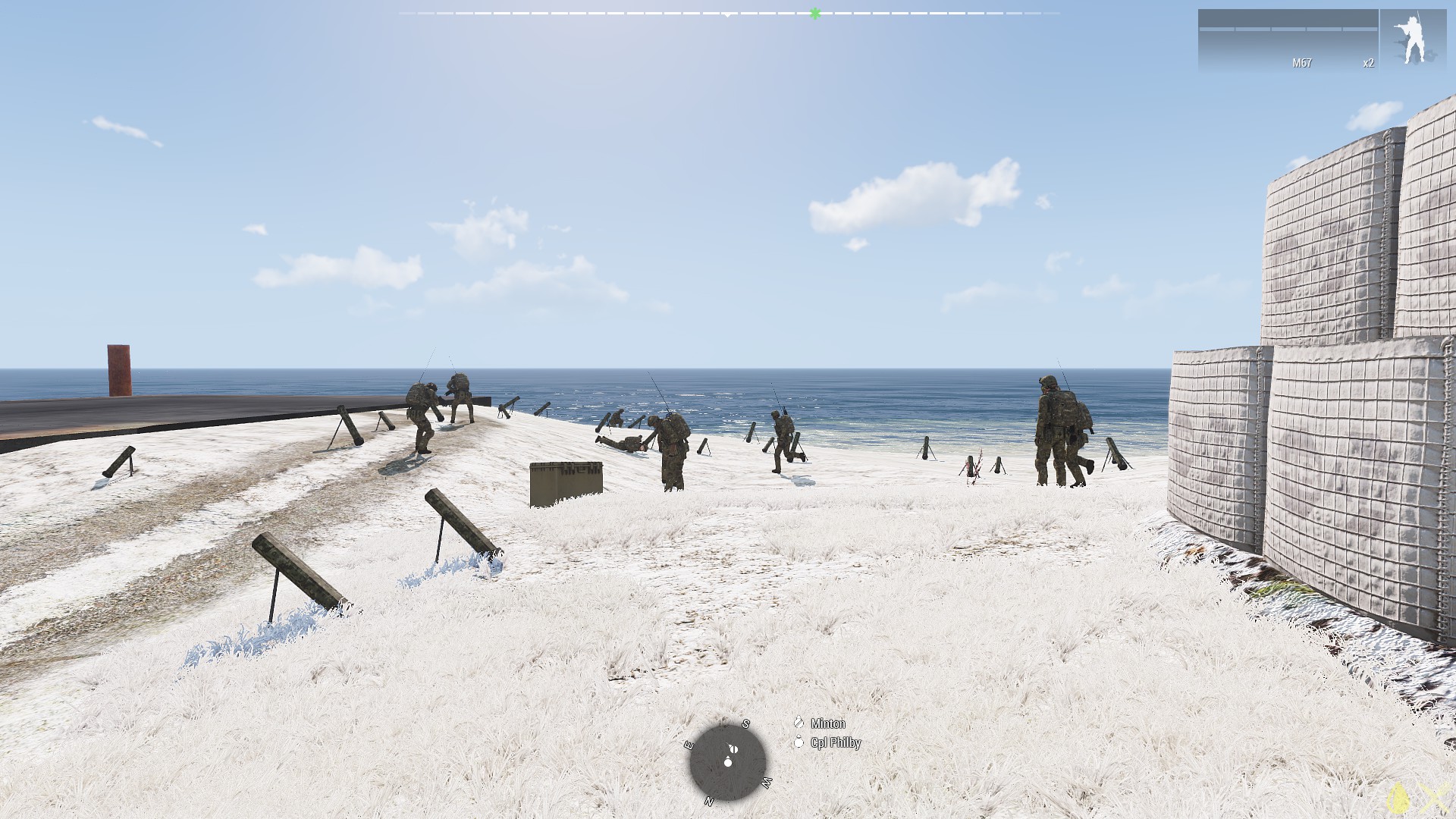 Screenshot from Operation Donkey Pig (2026-01-30) - Everyone learns to use Switchblades, then we go and hold the Goatse Gap against the the Luddites while Wantage expends about thirty Switchblades on them.